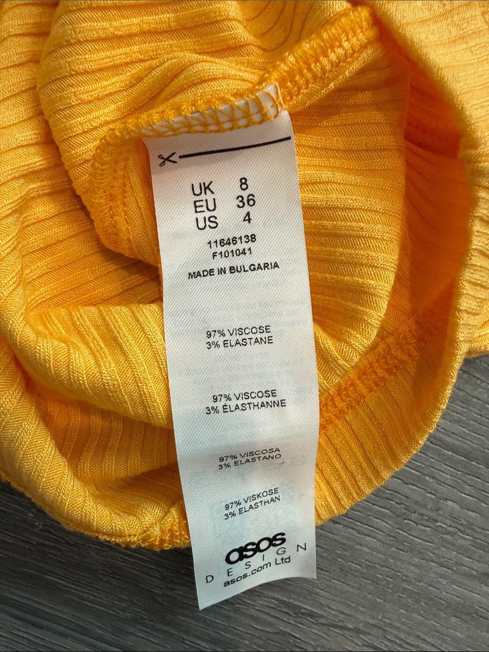 ASOS One-Shoulder Ribbed Crop Top in Yellow - Picture 3 of 3